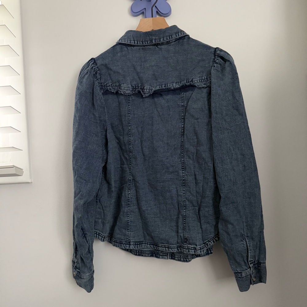 Anthropologie Pilcro 1X Denim Corset Button Up Long Sleeve Shirt Western Rodeo - Picture 5 of 9